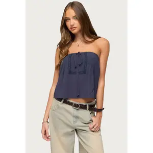 Joycee Tie Front Strapless Top