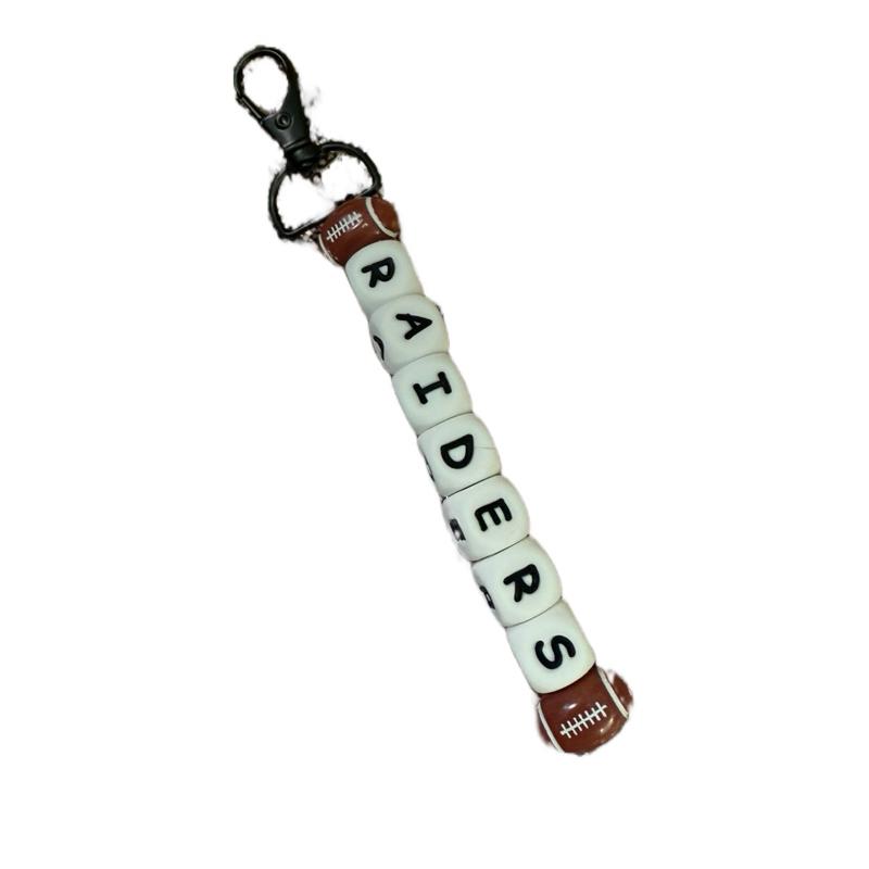 Keychain - Eagles Design with Football Charm and Letter Beads