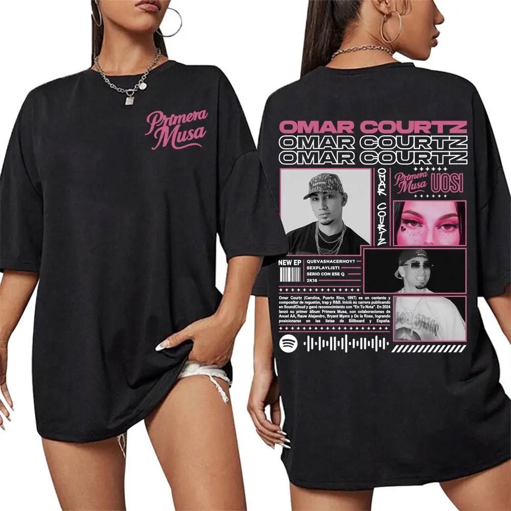 Women's Omar Courtz Primera Musa Album Tour Graphic T-Shirt - Round Neck Cotton Clothes, Loose Oversize Casual Hiphop Harajuku Streetwear Top, Tshirt
