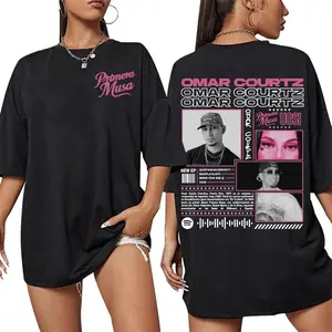 Women's Omar Courtz Primera Musa Album Tour Graphic T-Shirt - Round Neck Cotton Top, Loose Oversize Casual Hiphop Harajuku Streetwear Tee, Hiphop Women's T-Shirts