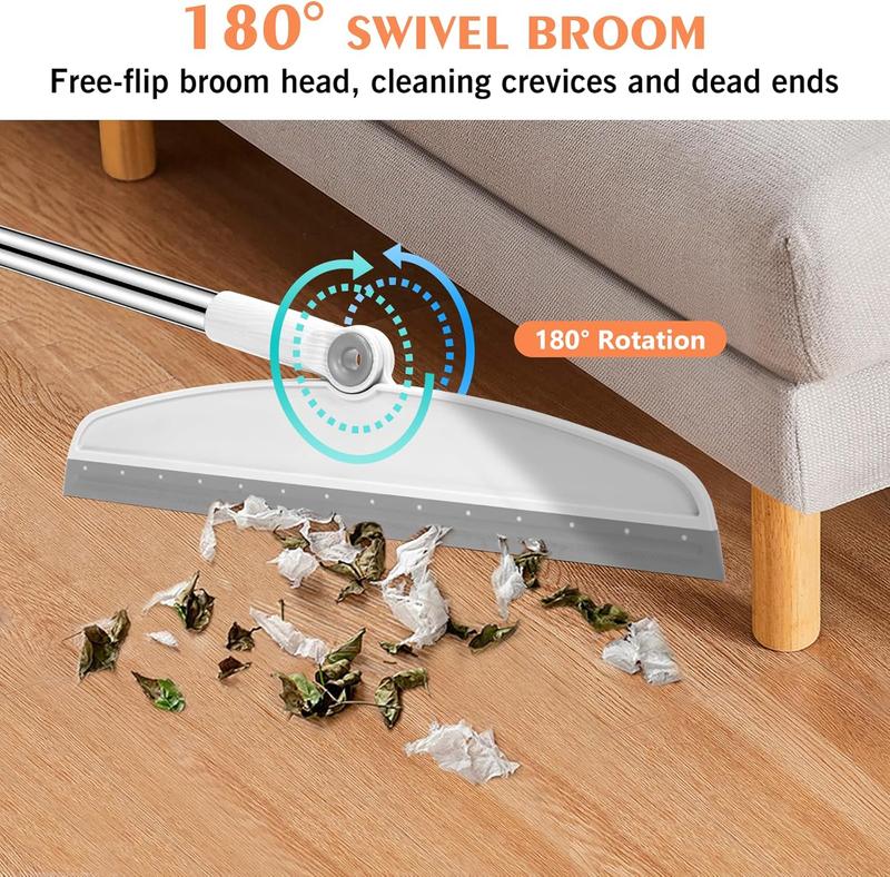 Multifunction Magic Broom 54 Inch Adjustable Silicone Floor Squeegee 2 in 1 Sweep & Scrape Cleaning Broom for Bathroom Kitchen Shower Pet Hair Glass