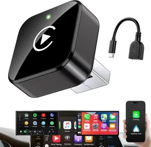 2-in-1 Wireless CarPlay & Android Auto Adapter, CarPlay Adapter for iPhone & Android, Plug-and-Play Dongle Converts Wired to Wireless, Fast Auto-Connect, No Delay, Compact Design with USB/USB-C Port (Black), Wireless Carplay Adapter