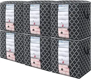 Storage Bag [100L] Large Blanket Clothes Organization Foldable Organizer with Reinforced Handles Transparent Window Sturdy Zipper Black