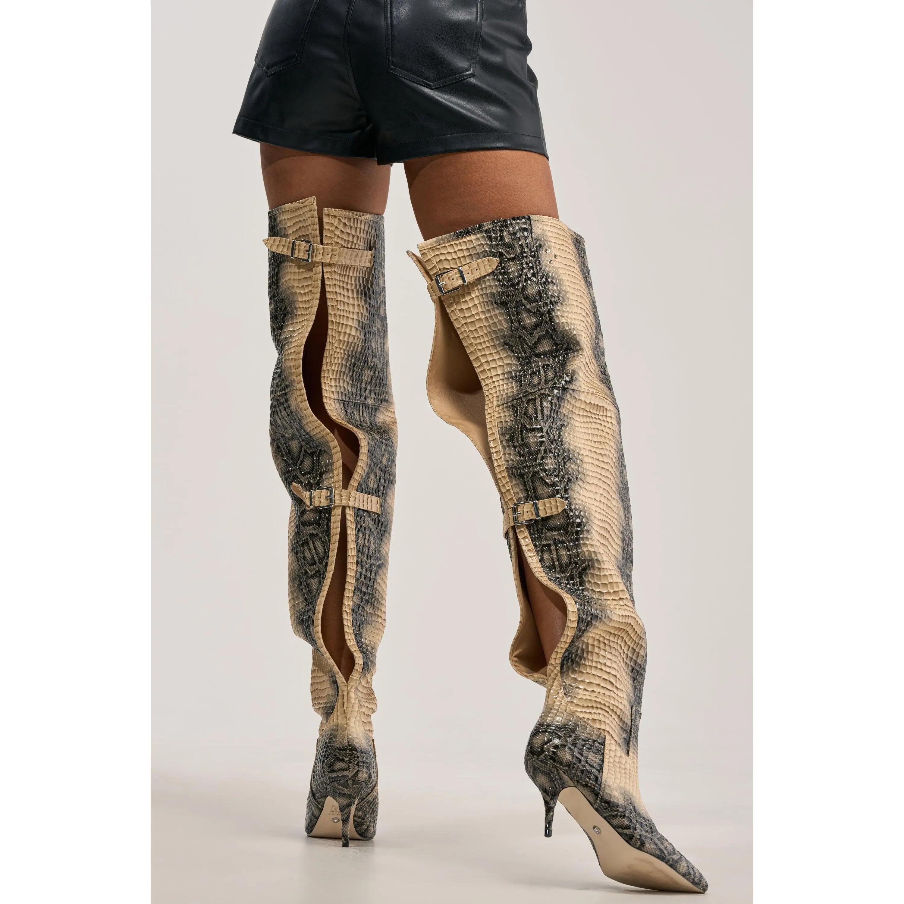 AZALEA WANG MOONREEL SNAKE THIGH HIGH BOOT