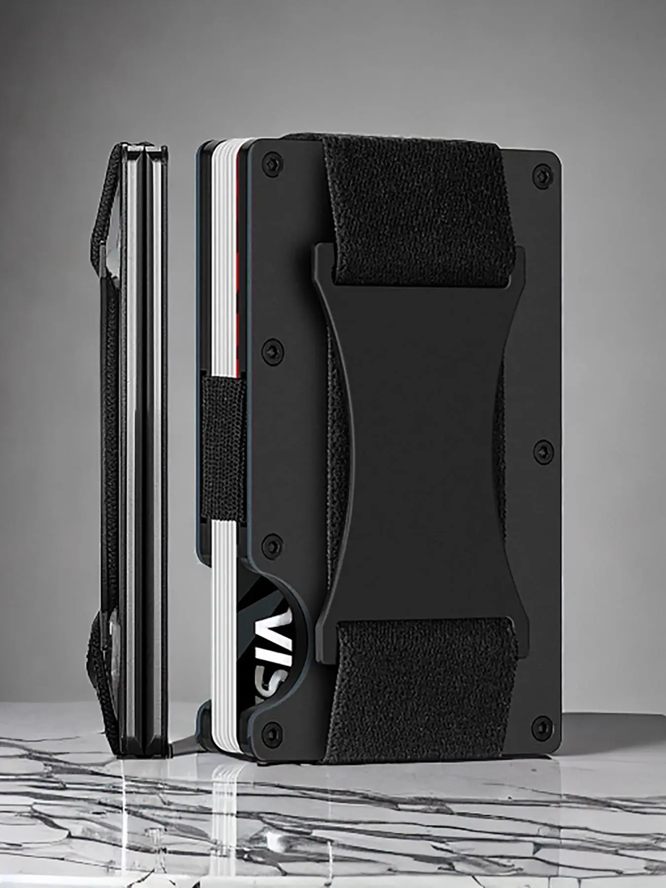 Casual Credit Card Holder Minimalist Wallet With RFID Blocking Front Pocket Card Case, Men's Aluminum Alloy Multifunction Anti-theft Card Holder