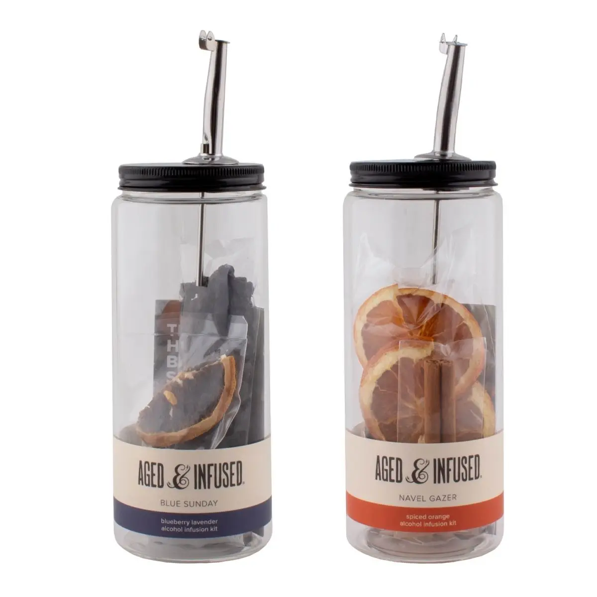 Cocktail Infusion Kit with Multiple Flavor Options, Glass Water Bottles, Secure Lids, Easy-Pour Design for Home Bar Use
