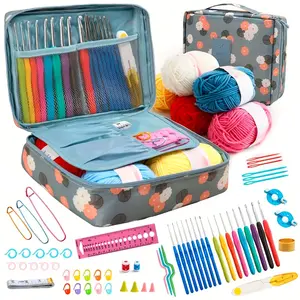 Portable Complete Crochet Kit for Adult Beginners, All-in-One Starter Tools with 2-6mm Crochet Hooks, Yarn & Storage Bag | Ideal DIY Craft Gift