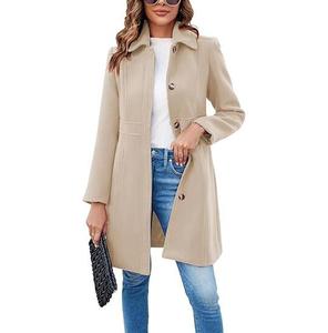 Imily Bela Women's Elegant Single Breasted Coat Long Sleeve Mid Winter Overcoat Work Office Pea Coats