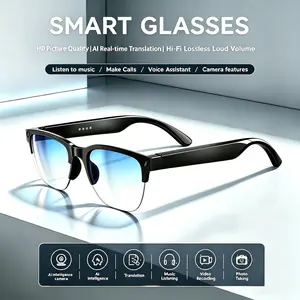 AI Smart Glasses with Camera - Multifunctional Smart Glasses, Button Touch Adjustment, 160+ Languages Real-Time Translation, Bluetooth Wireless, Hands-Free Photography/Video Recording, Music Player, Casual Tech Gadget for Travel & Office