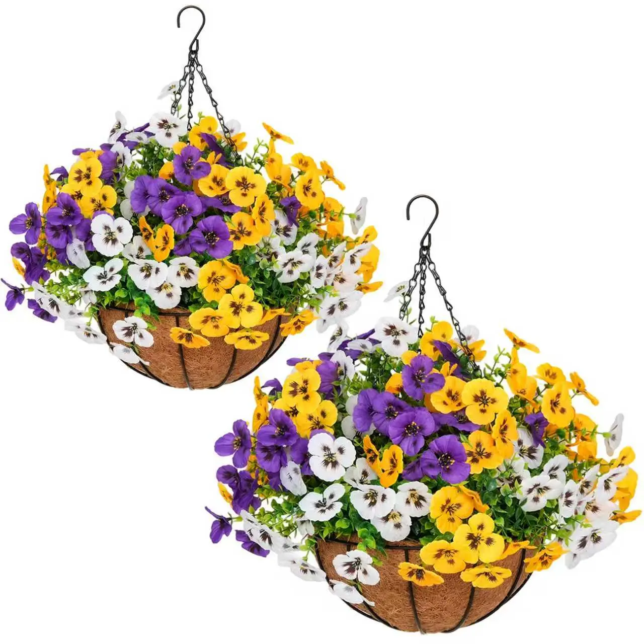 2pcs pansy flower basket