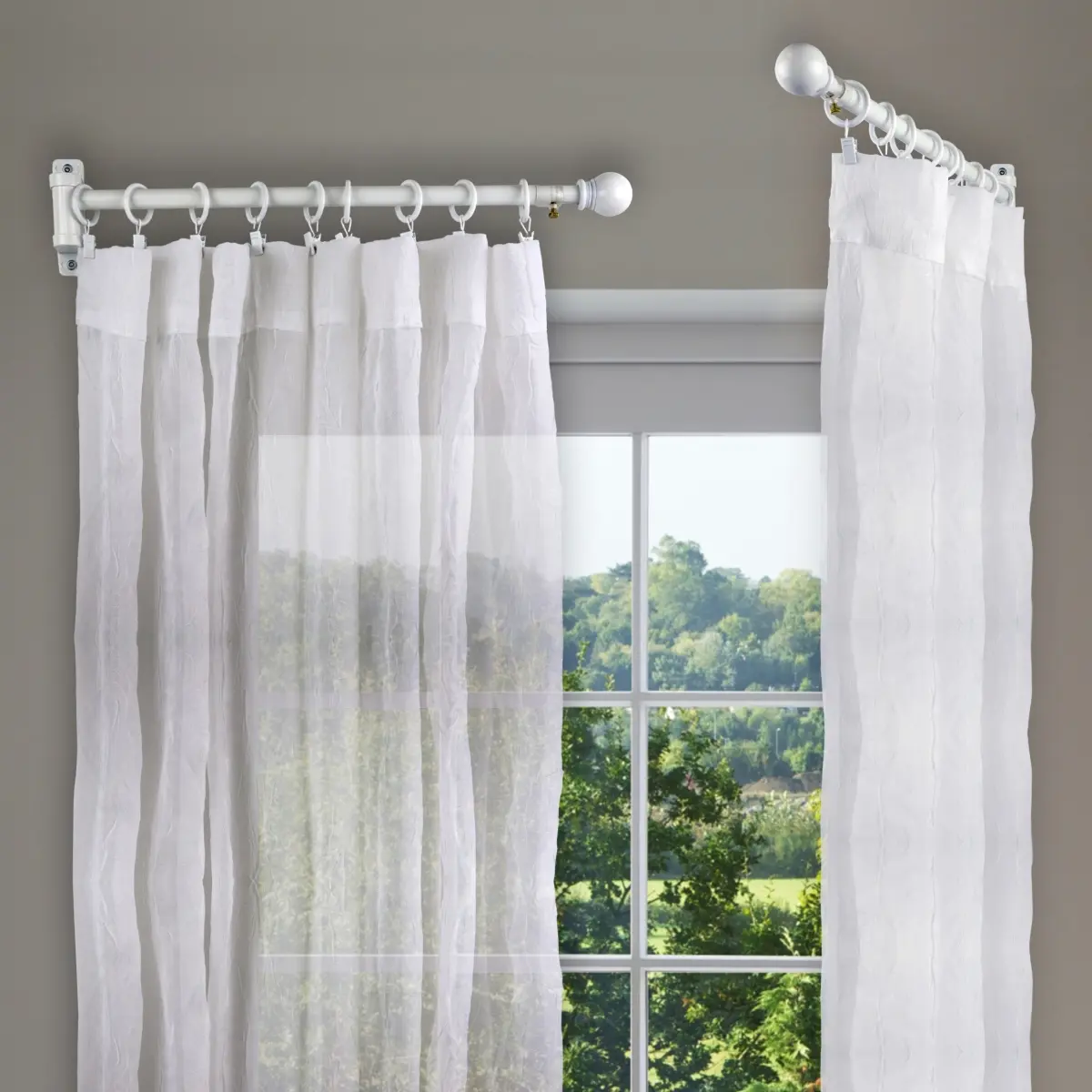 Adjustable Length White Swing Curtain Rod, 0.625 in. Diameter, 17-26 in. Length