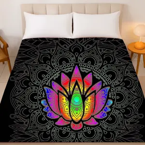 Lotus Flower Plush Blanket – Queen Size – Ultra Soft & Durable