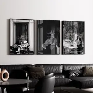 Old Money Wall Art Set of 3, Vintage Luxury Prints, Mercedes 300SL Car Poster, Champagne Toast Art, Digital Download Noir Decor Set