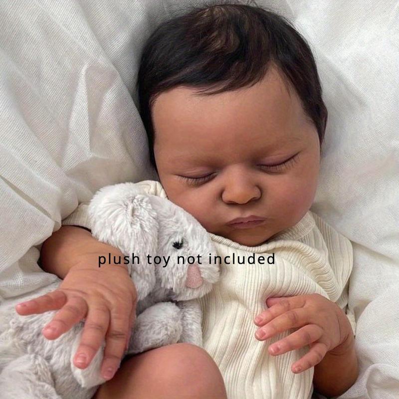 GUESSBELLY 20Inch 50cm Asleep Reborn Black Baby Art Doll Like Real (Cloth Body, Soft Vinyl Limb) Newborn Doll Girl Birthday Gift for 3+ Kids
