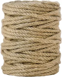 5mm Jute Rope, 100 Feet 4Ply Twisted Heavy Duty and Thick Twine Rope for Gardening, Crafting, Packing, Bundling and Home Decor
