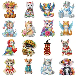 DIY Shaking Bubble Head  Acrylic Special Shape Diamond Painting Ornament for Decor (Halloween Pumpkin/Dog/ Wings Cat)