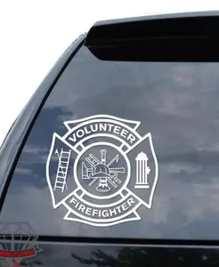 Firefighter Volunteer Maltese Scramble Fireman Tools Sticker (2)
