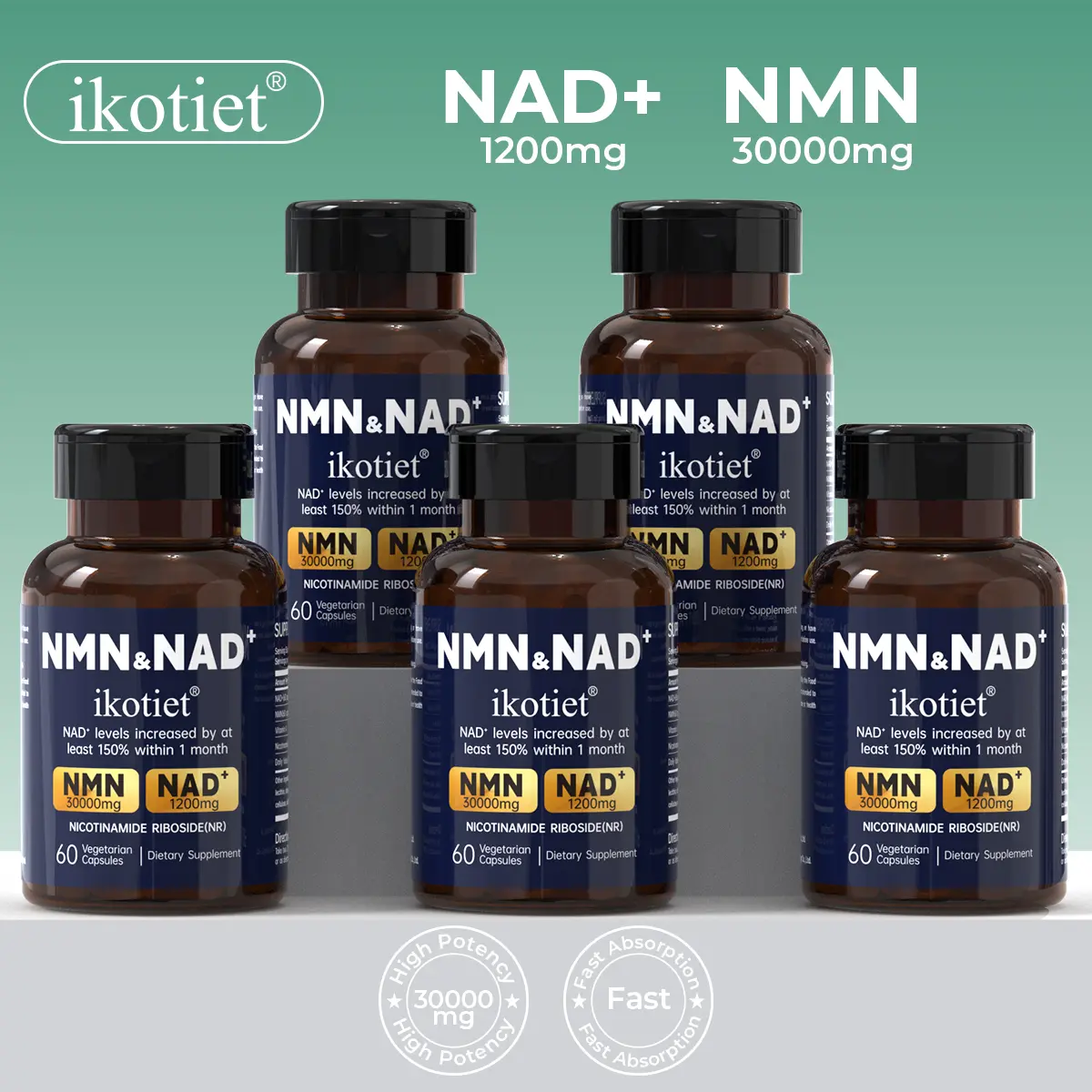 IKOTIET NMN/NAD+ Dual-Action Men's Multivitamin | Transparent Formula | Supports Daily Vitality & Cellular Function, Promotes Youthful Radiance, Relieves Fatigue, Anti-Aging – Plant-Based Capsules [Exceptional value for money] 300-Count [2 Capsules Daily]