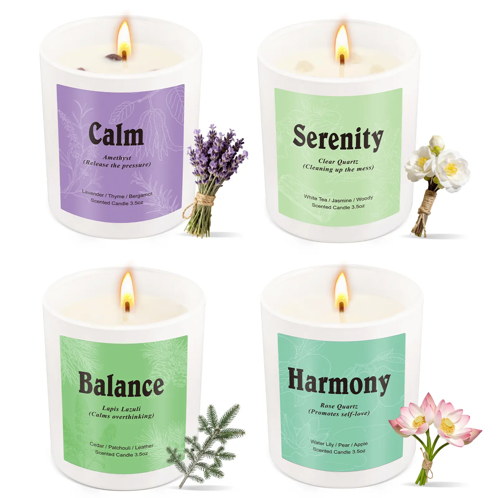 Candles for Women Gift Set, 4 Pack 3.5 oz Soy Wax Scented Candles, Aromatherapy Home Fragrance Candle Set for Relaxation, Self Care, Birthday, Holiday & Home Decor