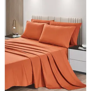 6-Rust Orange Sheet Queen - Extra Brushed Microfiber with 15" Deep Pocket  4 Pillowcases