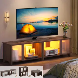 Pinmoco LED TV Stand for TVs up to 65'', Expandable Side by Side or Stacking TV Stand with Storage