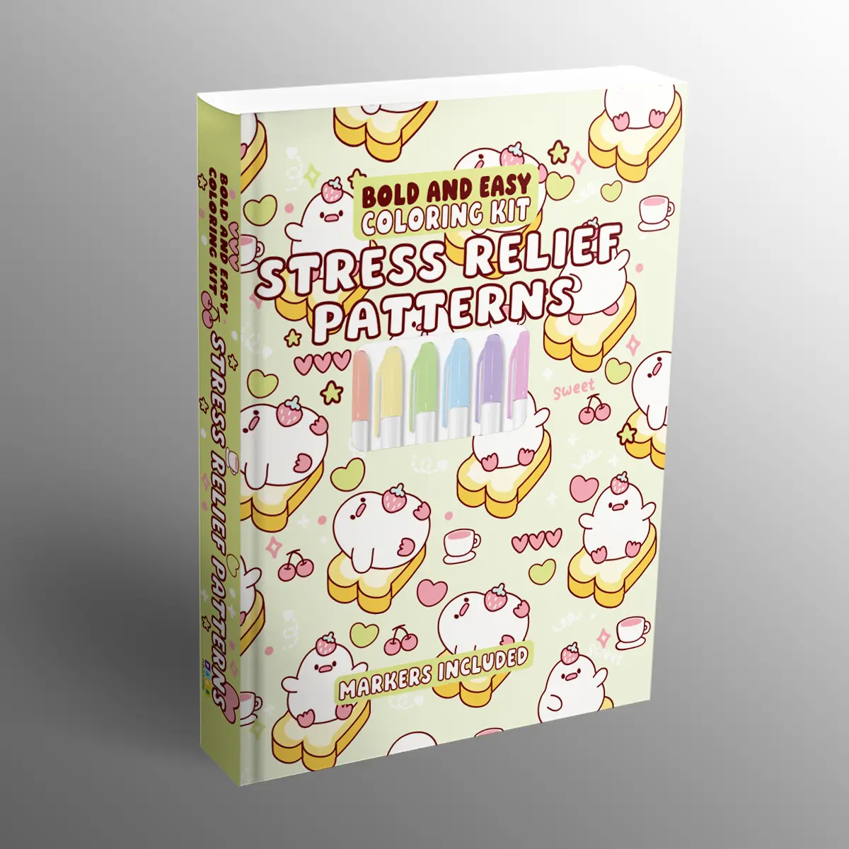 Stress Relief Coloring Kit - Art Supplies Kit with Bold Easy-Design Pages and Markers, Ideal Relaxing Activity for Beginners (Books, Magazines & Audio - Literature & Art - Painting & Design)