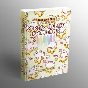 Stress Relief Coloring Kit with Bold Easy-Design Pages and Coloring Markers, Ideal Relaxing Activity for Beginners (Books, Magazines & Audio - Literature & Art - Painting & Design)