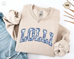 Floral Lolli Grandma Sweatshirt, Toile De Jouy Lolli Crewneck, Lolli Sweater, Christmas Lolli Gifts, Mothers Day Gift for Lolli Grandma