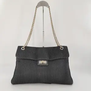 Pre-owned CHANEL Leather Shoulder Bags Black Vertical Quilt Iridescent Mademoiselle Flap Shoulder Bag J0075