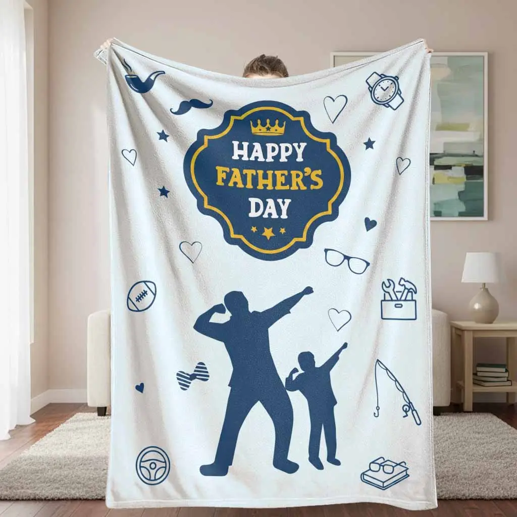 Father's Day Graphic Breathe Blanket - Ultra Soft, Lightweight, Cozy Personalized Mega Sized Message Blanket, Flannel Fabric, Ideal for Living Room Sofa Nap, Dad Birthday Gift & Travel Camping Accessory, Personalized Blankets, Breathe Blankets
