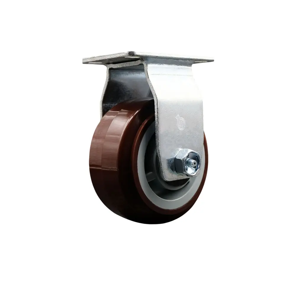 212 MAIN Heavy Duty Service Caster SCC-20R420-PPUR, Maroon Rigid Top Plate Caster with 4 in. x 2 in. Polyurethane on Polyolefin Wheel and Roller Bearing