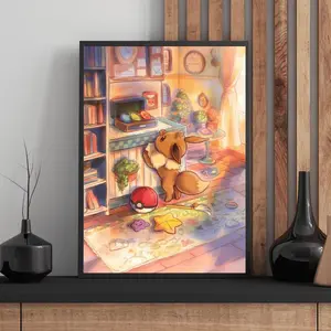 Eevee Poster, Anime Art, Bedroom Decor, TCG Reimagined, Unframed Wall Art