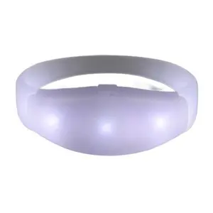 212 MAIN Frosted White Stretchy Rubber Bracelet with Rubber Base - Unisex Wear, Flexible Fit, LED Glow Flip Accessory for Nighttime Fun, Party Supplies