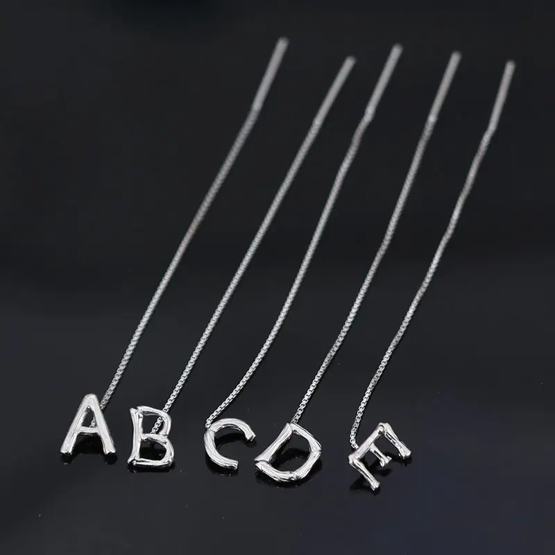 925 Sterling Silver Letter Tassel Earrings
