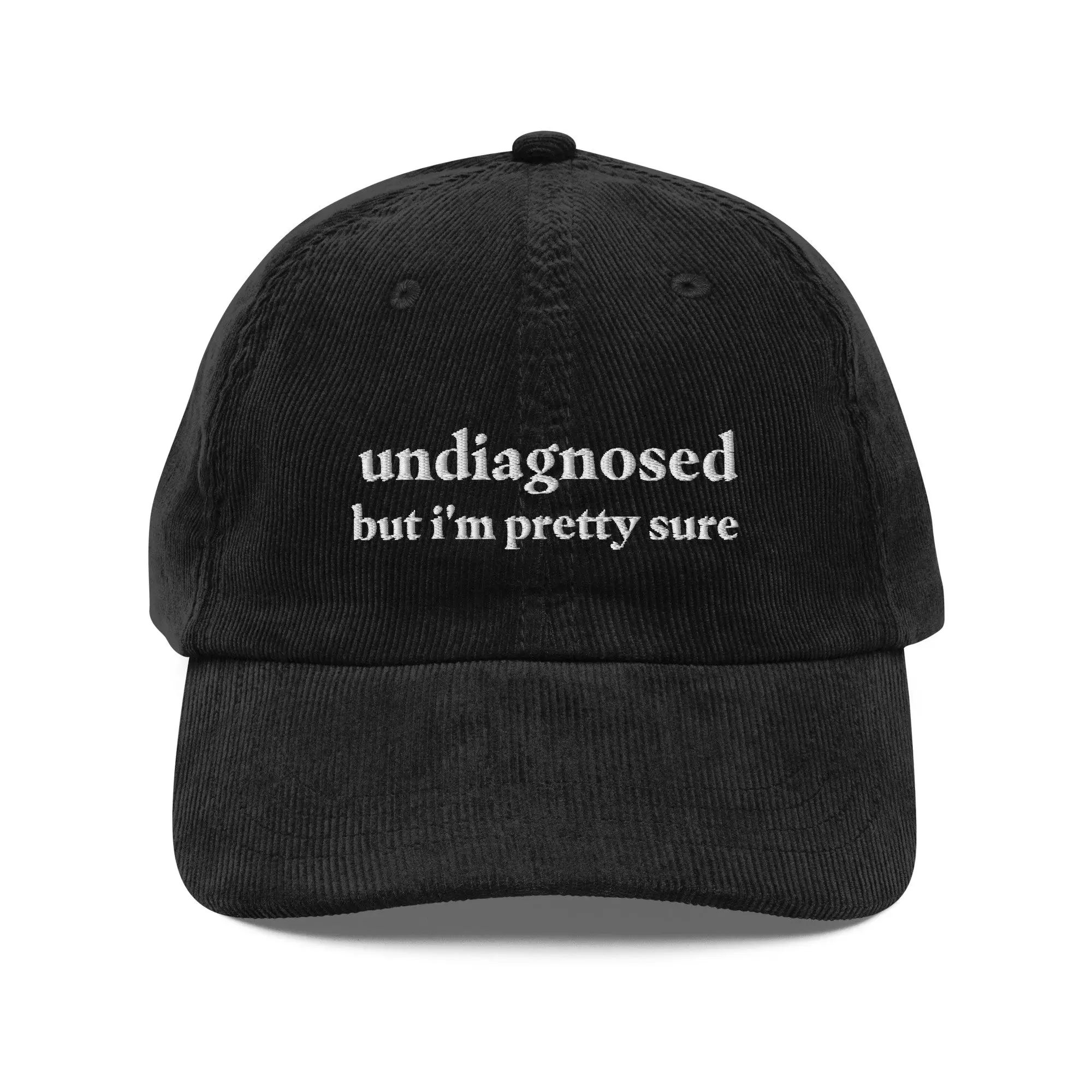Undiagnosed but im pretty sure Black Corduroy Cap - Unisex Style - Gift