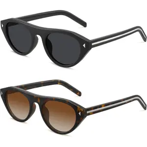 MEETSUN Trendy Cat Eye Sunglasses for Women Retro Oval Vintage Narrow Frame UV400 Protection for Driving Travel Outdoor