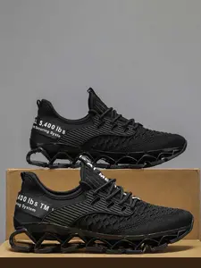 Men's Letter Print Lace Up Low Top Blade Soles Sneakers, Casual Breathable Comfortable Sports Running Shoes, Male All-match Round Toe Shoes for Daily Wear, Sporty Running Shoes, Workout Sneakers, Athletic Shoes, Fitness Running Shoes