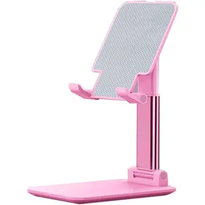 Phone Stand MT-6 Pink Angle Height Adjustable Cell Phone Holder with Silicone Pad for Desk Fully Foldable Compatible with All 4"-8" Mobile Phones Cellphone