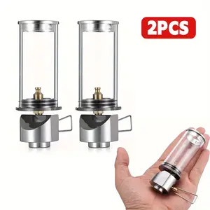 Dreamlike Portable Camping Lantern - Polished Stainless Steel Fuel Lantern with Clear Transparent Upper Section, Compact, Durable, and Energy-Efficient for Camping, Hiking, and Outdoor Adventures, Suitable for Various Holidays, Portable lamp, Compact