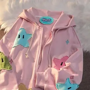 Oversized Coat Men's Personality Print Women's Hoodie Fashion Punk Harajuku Couple Zip Up Hoodie Tops Kawaii Clothes