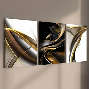Abstract Line Art Canvas Painting, Modern Art Design, 3 Counts Wooden Framed Canvas Painting, Wall Art Decor for Home Living Room Bedroom Office, Poster