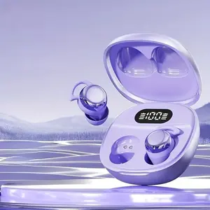 Dreamy Amethyst Semi-In-Ear Silicone Bluetooth Earbuds - Electronic Chargeable Wireless Device for Women, Compact Stylish Design, Digital Display Charging Case, Long-Lasting Comfort, Extended Battery Life, Streaming Compatible