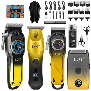 LQT 5-in-1 Men's Grooming Kit, Cordless Hair Clipper, T-Blade Trimmer, Detail Trimmer, Electric Foil Shaver & Nose Hair Trimmer, LED Display, Complete Barber Accessories Set, USB Rechargeable, for Home & Salon Use