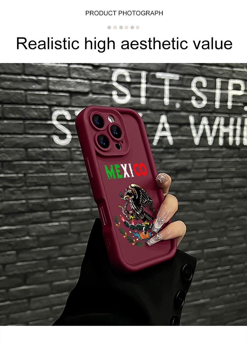 Mexico Letter Eagle Ethnic Totem Phone Case, Vintage Latin Culture Print Cover for iPhone 17 Air 16 Pro Max 15 14 Plus 13 12 11 Plus XR XS Samsung Galaxy S26 Ultra S25 Ultra S24 S23 S22, Shockproof Durable Protective Case, Unisex Cultural Cover for All, S