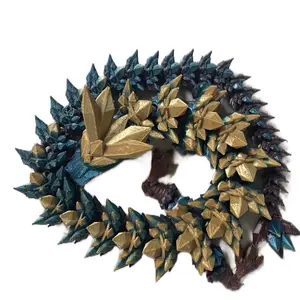 3D Printed Crystal Dragon Statue, Crystal Articulated Flexible Dragon, Kids Family Toy (Glittering Gold, Large 36 Inch)