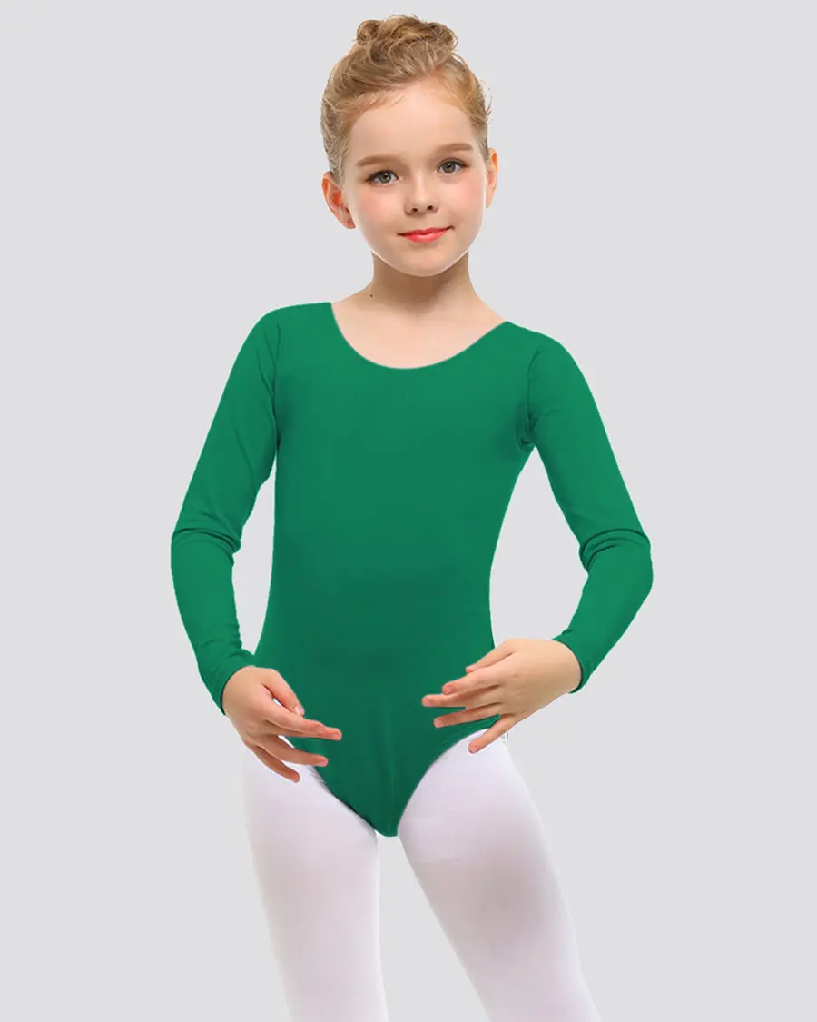 Girl’s Wear Long Sleeve Cotton Ballet Leotard, Breathable Top Leotard Outfit, Multi-Size Dance Garment, Stretchy Fit
