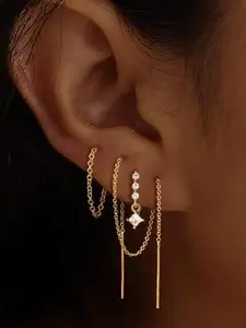 Dangle Earrings for Women Trendy, Dainty 14K Gold Plated Chain Earrings for Womens Simple Threader Earrings Non Tarnish Hypoallergenic Long Drop Earrings Jewelry Set for Women Gifts