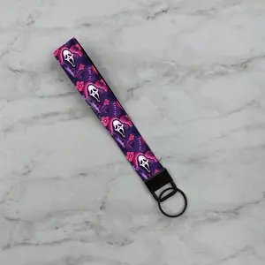 Horror Movie Inspired Floral Ghost Face Wristlet Mini Lanyard