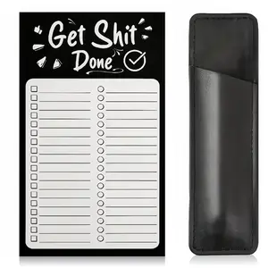 2/3 Piece Grocery List Notebook Set, Fun Memo Notebooks, Magnetic Fridge Notepad with Pen Holder, Shopping & To-Do Lists