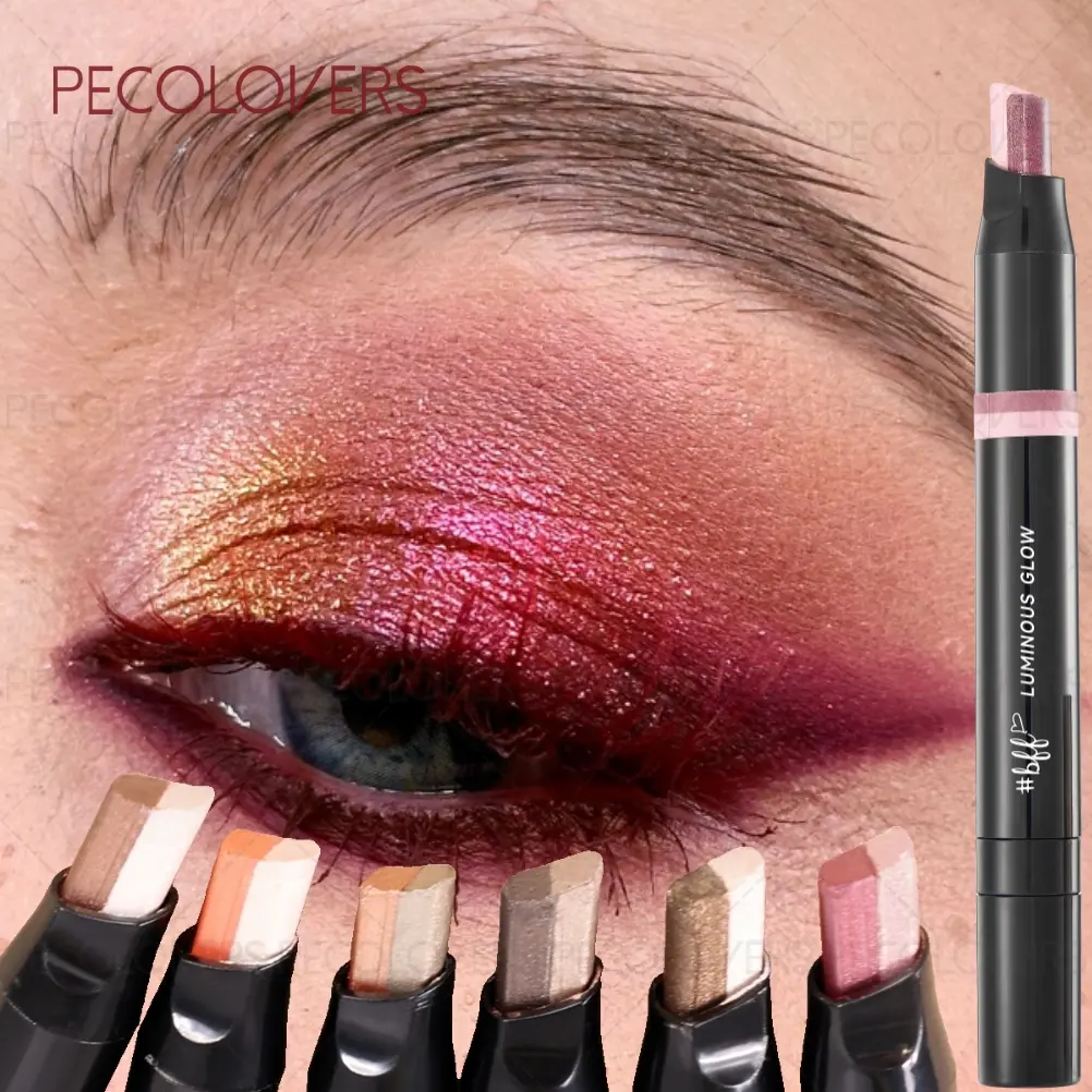 6PCS/SET Pearly Gradient Dual Color Gradient Double Ended Eyeshadow Stick, Waterproof & Long lasting, Daily Use, Suitable for Christmas/Parties, Eye Shadow Pen